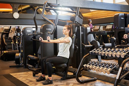 Using the gym at the Health Club at St. George's Hill Lawn Tennis Club, Weybridge, Surrey
